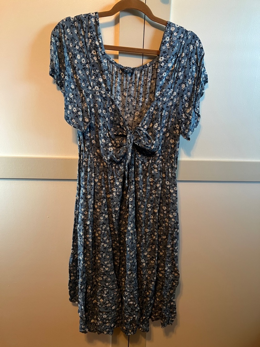 BloomChic Blue Floral Off-Shoulder Maxi Dress